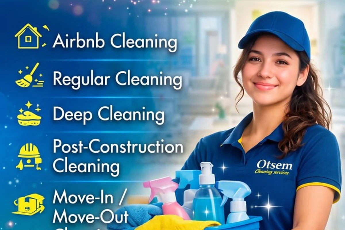 Otsem Cleaning team member ready for an Airbnb turnover in Fall River, MA